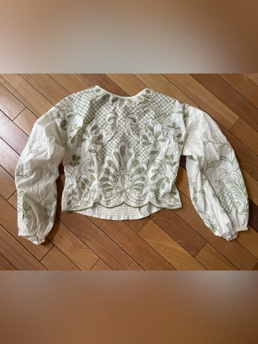 Anthropologie Puff Sleeve Embroidered Blouse Size Large Cottagecore Boho